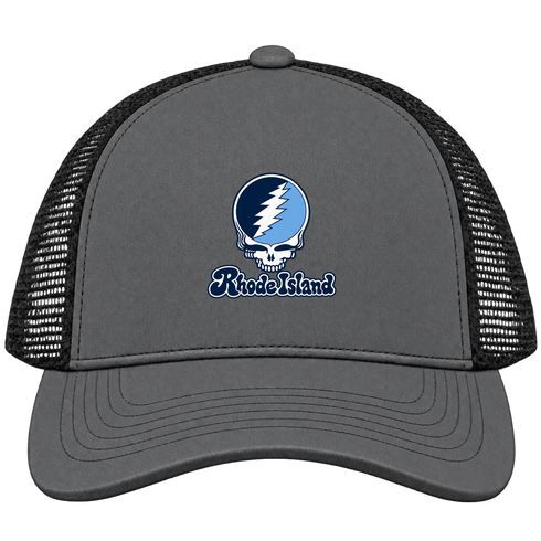 Rhode Island Stealie Premium Unisex Trucker Cap — Design: Rhode Island University of — Charcoal/Black