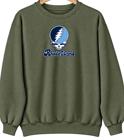 Rhode Island Stealie Premium Unisex Crewneck — Design: Rhode Island University of — Military Green