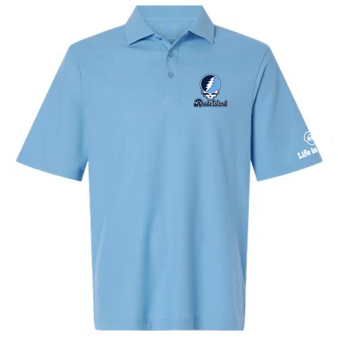 Rhode Island Stealie Premium Unisex Polo — Design: Rhode Island University of — Blue