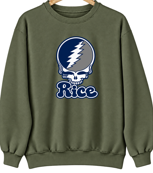 Rice Stealie Premium Unisex Crewneck — Design: Rice University — Military Green