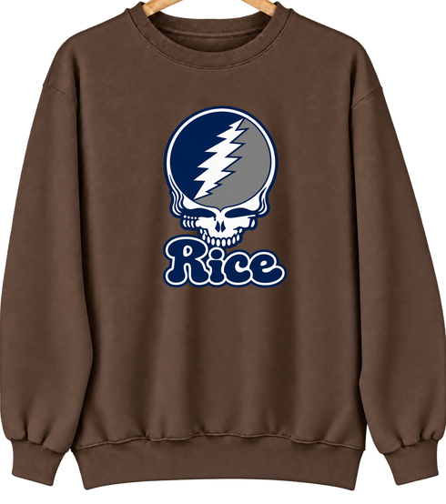 Rice Stealie Premium Unisex Crewneck — Design: Rice University — Brown
