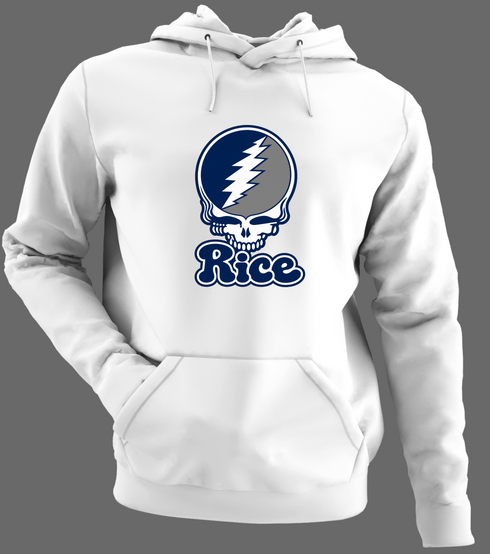 Rice Stealie Premium Unisex Hoodie — Design: Rice University — White/Grey