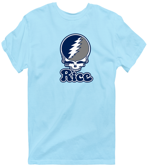 Rice Stealie Premium Unisex T-Shirt — Design: Rice University — Light Blue