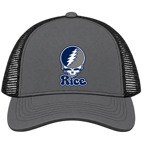Rice Stealie Premium Unisex Trucker Cap — Design: Rice University — Charcoal/Black