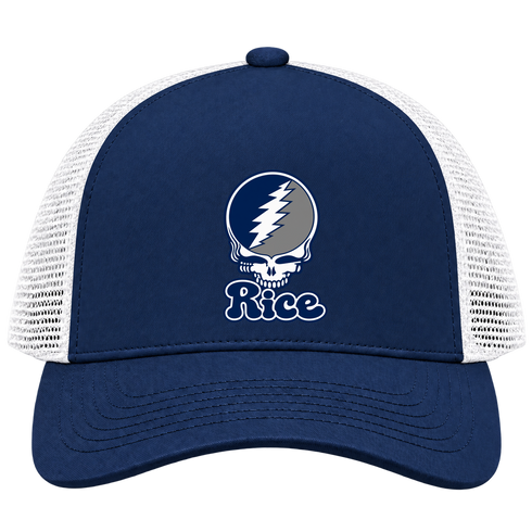 Rice Stealie Premium Unisex Trucker Cap — Design: Rice University — Navy/White