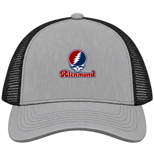 Richmond Stealie Premium Unisex Trucker Cap — Design: Richmond University of — Heather Grey/Black