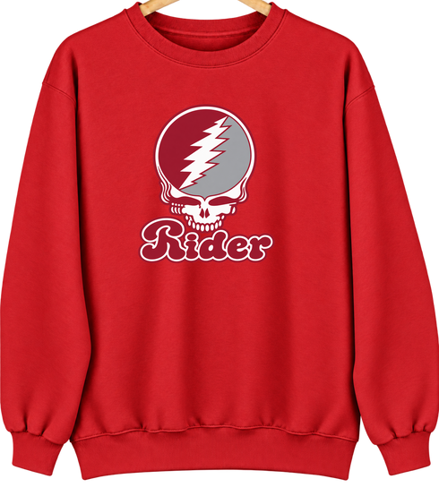 Rider Stealie Premium Unisex Crewneck — Design: Rider University — Red