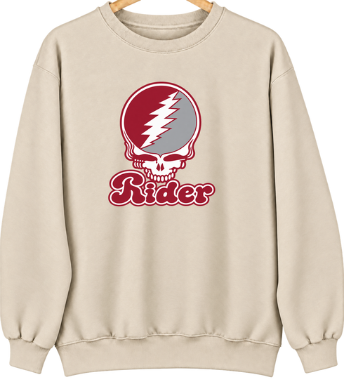 Rider Stealie Premium Unisex Crewneck — Design: Rider University — Sand