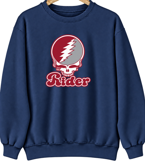 Rider Stealie Premium Unisex Crewneck — Design: Rider University — Navy