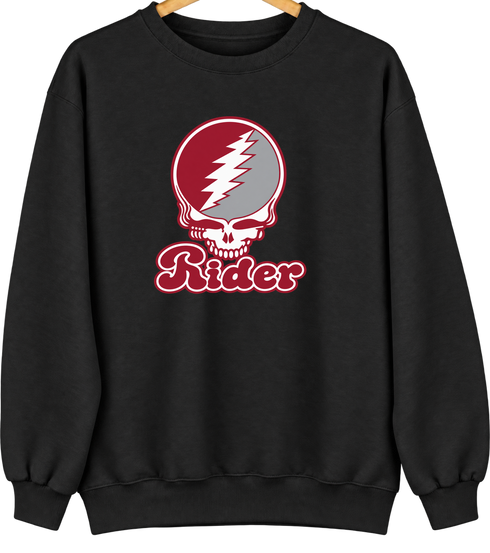 Rider Stealie Premium Unisex Crewneck — Design: Rider University — Black
