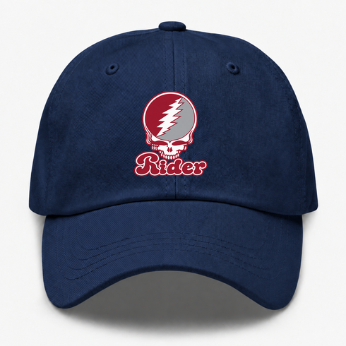 Rider Stealie Premium Unisex Dad Hat — Design: Rider University — Navy