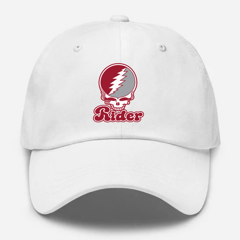 Rider Stealie Premium Unisex Dad Hat — Design: Rider University — White