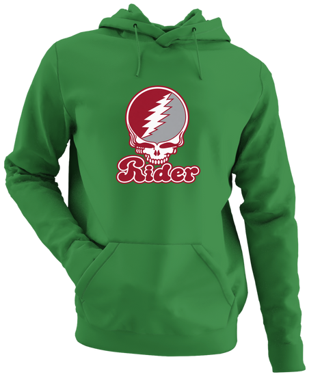 Rider Stealie Premium Unisex Hoodie — Design: Rider University — Irish Green