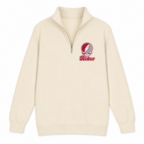 Rider Stealie Premium Unisex Quarter-Zip — Design: Rider University — Sand