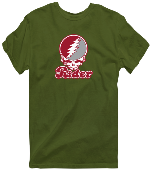 Rider Stealie Premium Unisex T-Shirt — Design: Rider University — Military Green