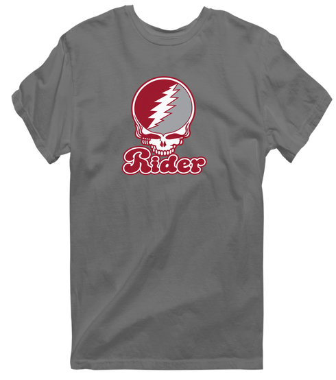 Rider Stealie Premium Unisex T-Shirt — Design: Rider University — Charcoal