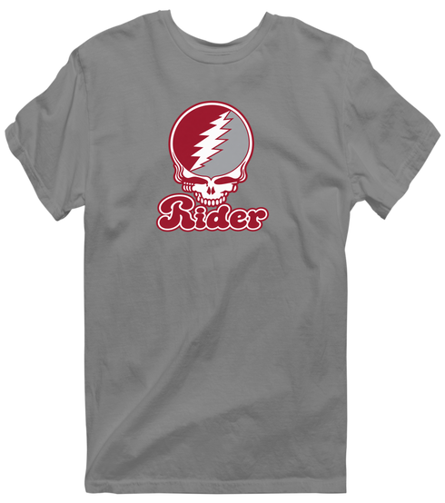 Rider Stealie Premium Unisex T-Shirt — Design: Rider University — Dark Heather