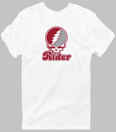 Rider Stealie Premium Unisex T-Shirt — Design: Rider University — White