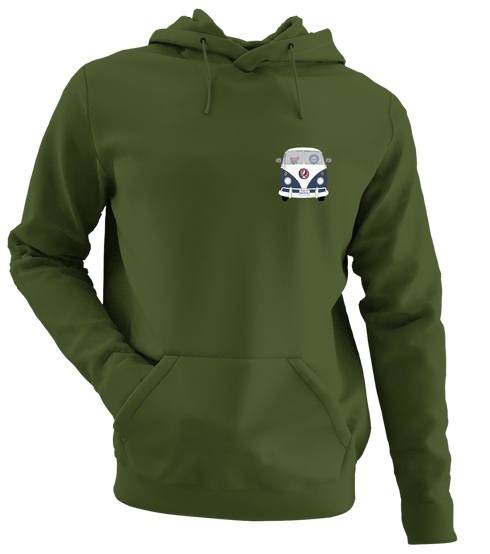 Jerry and The Bear Road Trippin' - Life is dead.® - Premium Grateful Dead Left Chest Hoodie - Military Green