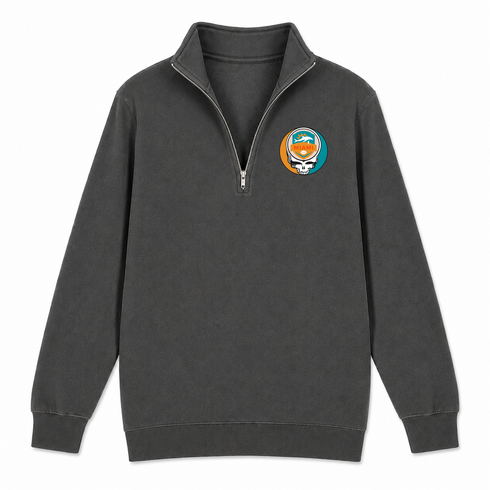 Miami Football - Premium Grateful Dead Quarter-Zip Pullover - Charcoal - 6