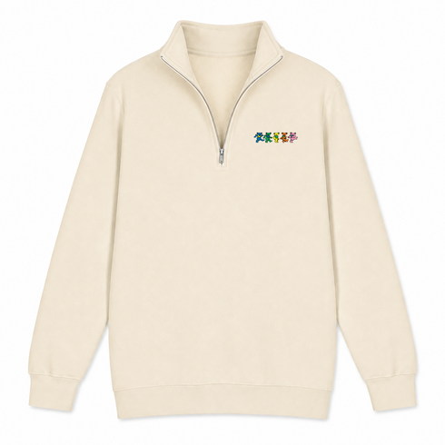 Dancing Bears - Premium Grateful Dead Quarter-Zip Pullover - Sand - 1