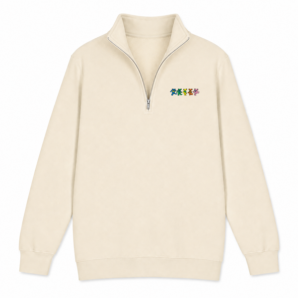Dancing Bears - Premium Grateful Dead Quarter-Zip Pullover - Sand - 1