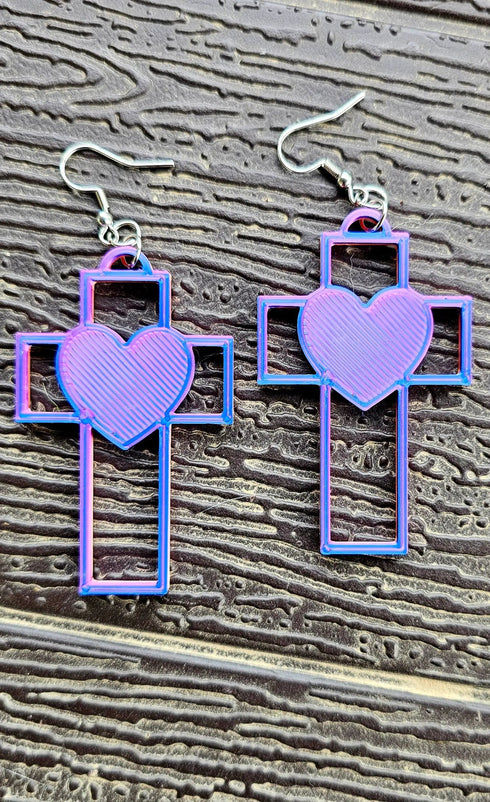 Grateful Dead - 3D Print Christian Cross Faith Earrings Made in America - StealieShop