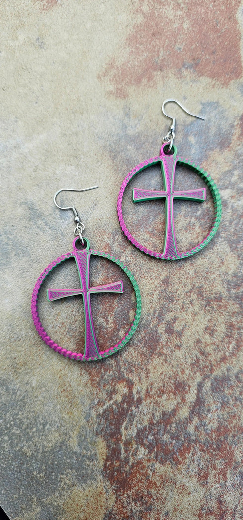 Grateful Dead - 3D Print Christian Cross Faith Earrings Made in America - StealieShop