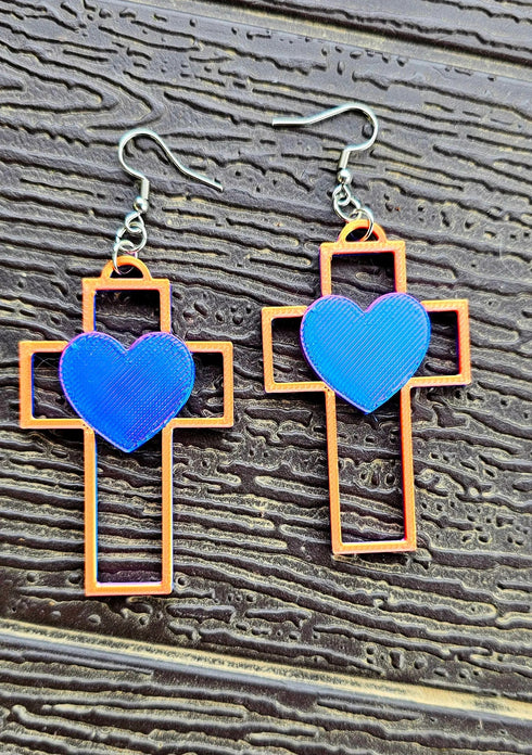 Grateful Dead - 3D Print Christian Cross Faith Earrings Made in America - StealieShop