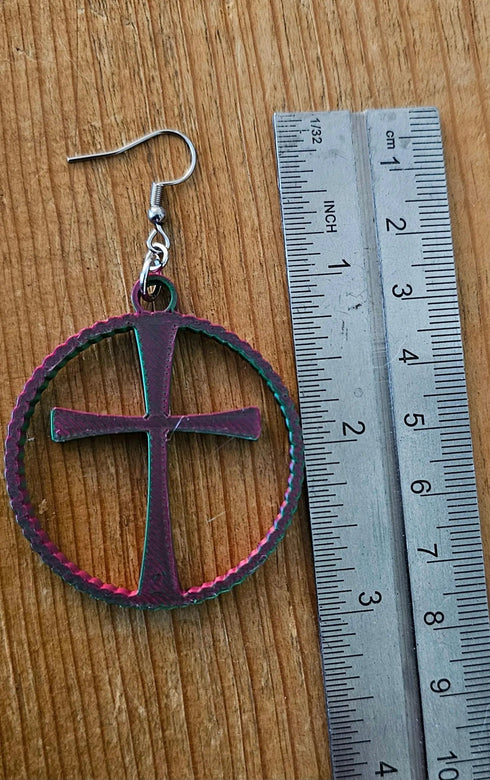 Grateful Dead - 3D Print Christian Cross Faith Earrings Made in America - StealieShop