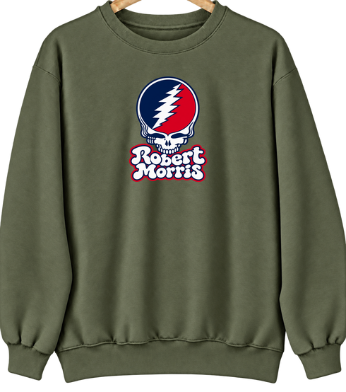 Robert Morris Stealie Premium Unisex Crewneck — Design: Robert Morris University — Military Green