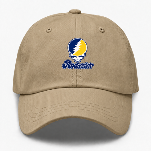 Rochester Stealie Premium Unisex Dad Hat — Design: Rochester University of — Khaki