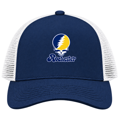 Rochester Stealie Premium Unisex Trucker Cap — Design: Rochester University of — Navy/White