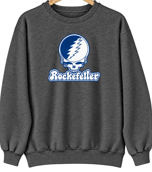 Rockefeller Stealie Premium Unisex Crewneck — Design: Rockefeller University — Dark Heather