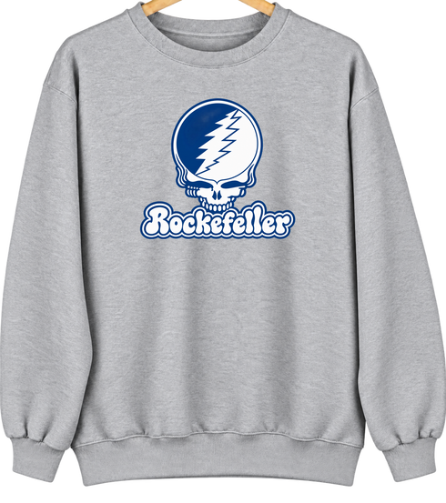 Rockefeller Stealie Premium Unisex Crewneck — Design: Rockefeller University — Sport Grey