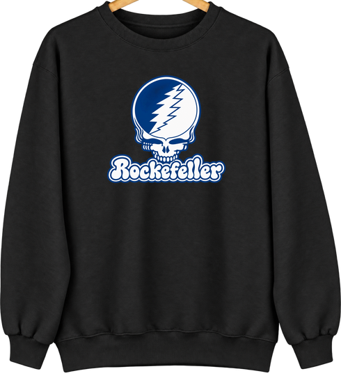Rockefeller Stealie Premium Unisex Crewneck — Design: Rockefeller University — Black