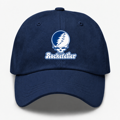 Rockefeller Stealie Premium Unisex Dad Hat — Design: Rockefeller University — Navy