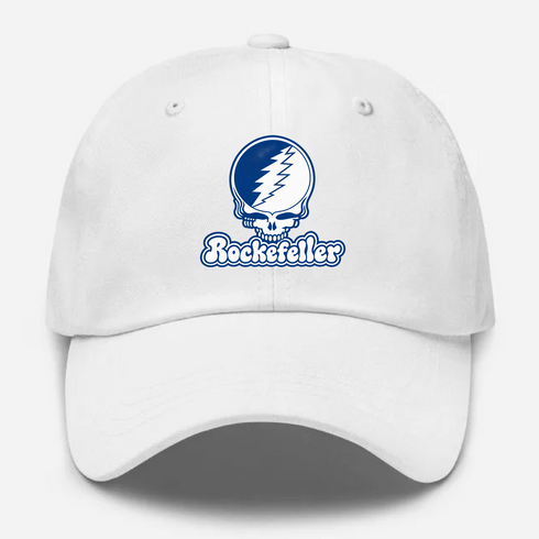 Rockefeller Stealie Premium Unisex Dad Hat — Design: Rockefeller University — White