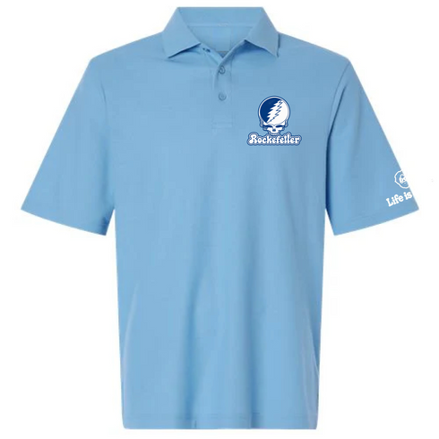 Rockefeller Stealie Premium Unisex Polo — Design: Rockefeller University — Blue