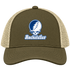 Rockefeller Stealie Premium Unisex Trucker Cap — Design: Rockefeller University — Moss/Khaki