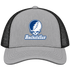 Rockefeller Stealie Premium Unisex Trucker Cap — Design: Rockefeller University — Heather Grey/Black
