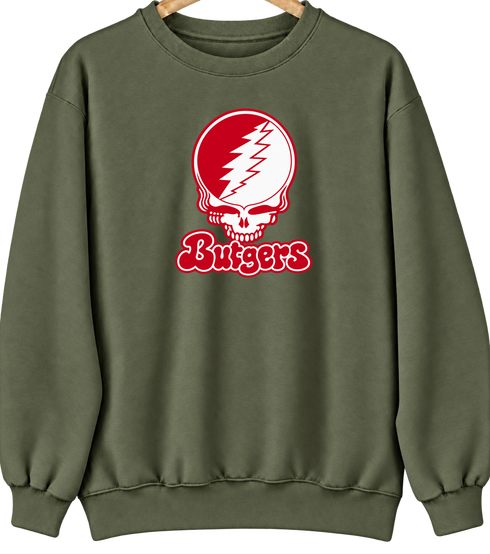 Rutgers Stealie Premium Unisex Crewneck — Design: Rutgers University — Military Green