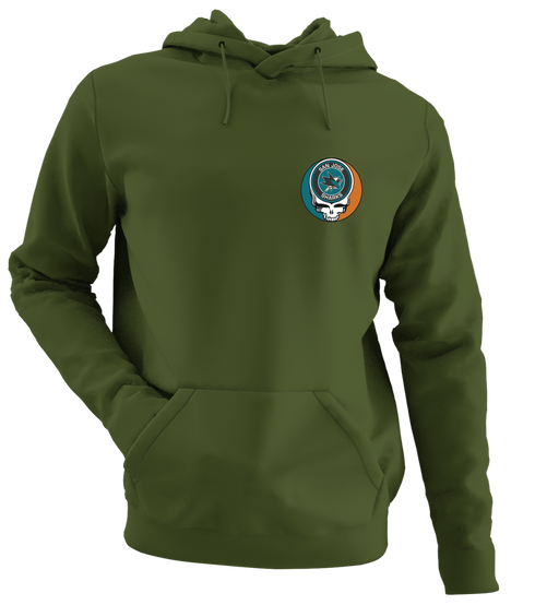 San Jose Sharks - Premium Grateful Dead Left Chest Hoodie - Military Green - 7