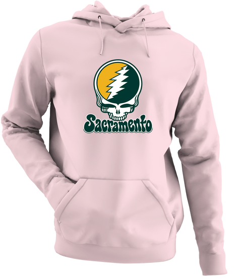 Sacramento Baseball Stealie Grateful Dead Hoodie — Sacramento Athletics — Light Pink