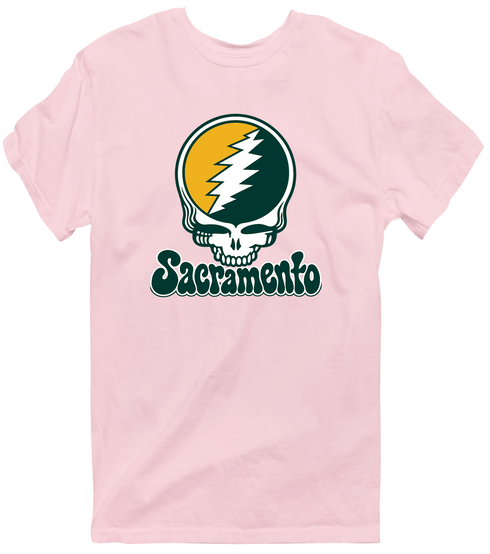 Sacramento Baseball Stealie Grateful Dead T-Shirt — Sacramento Athletics — Light Pink