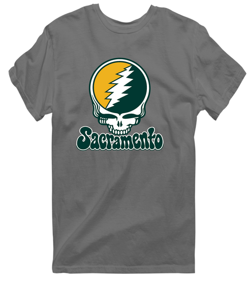 Sacramento Baseball Stealie Grateful Dead T-Shirt — Sacramento Athletics — Charcoal