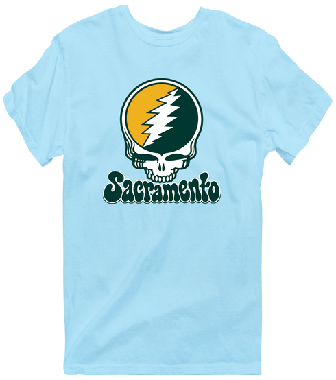 Sacramento Baseball Stealie Grateful Dead T-Shirt — Sacramento Athletics — Light Blue