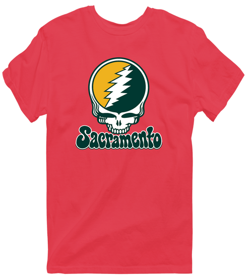Sacramento Baseball Stealie Grateful Dead T-Shirt — Sacramento Athletics — Heather Red