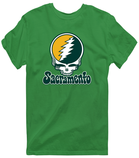 Sacramento Baseball Stealie Grateful Dead T-Shirt — Sacramento Athletics — Irish Green