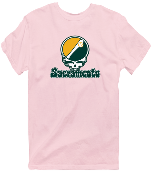 Sacramento Baseball Stealie Grateful Dead T-Shirt — Sacramento Athletics — Light Pink